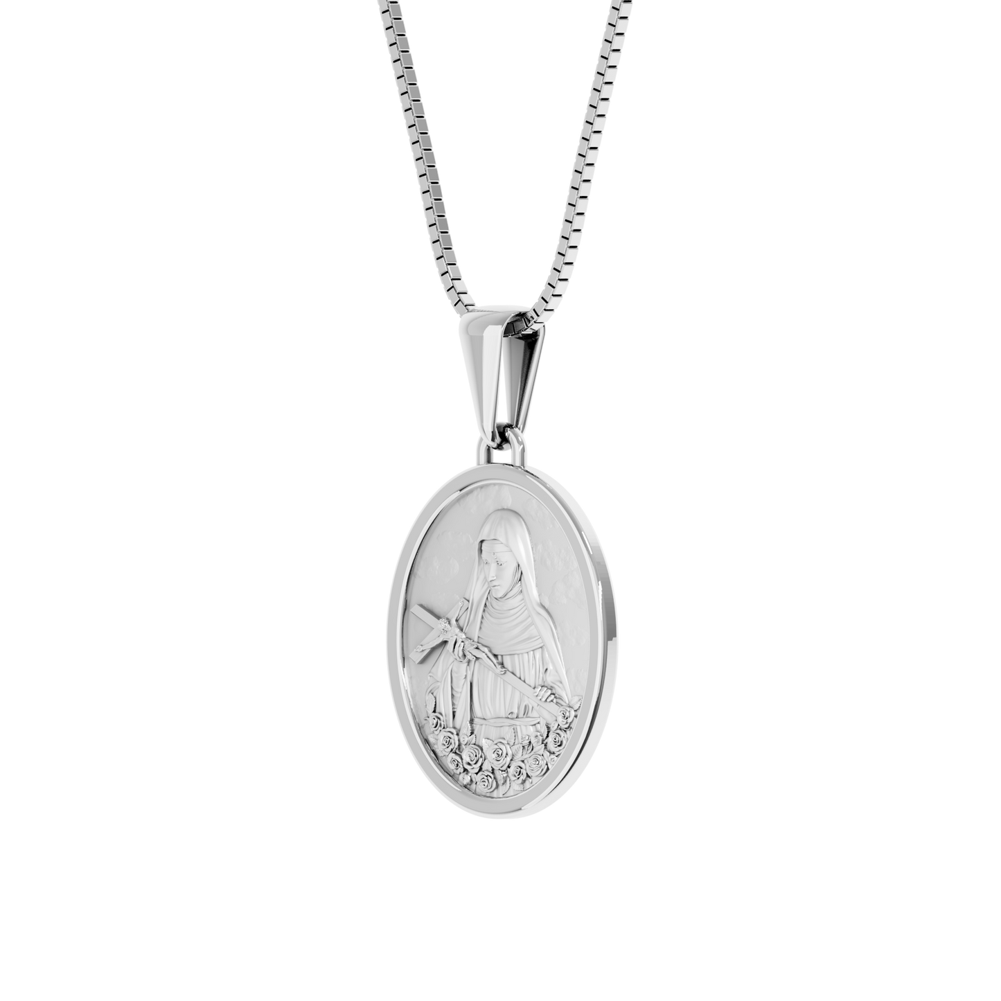 Pingente Medalha em Prata 925 de Santa Rita de Cássia