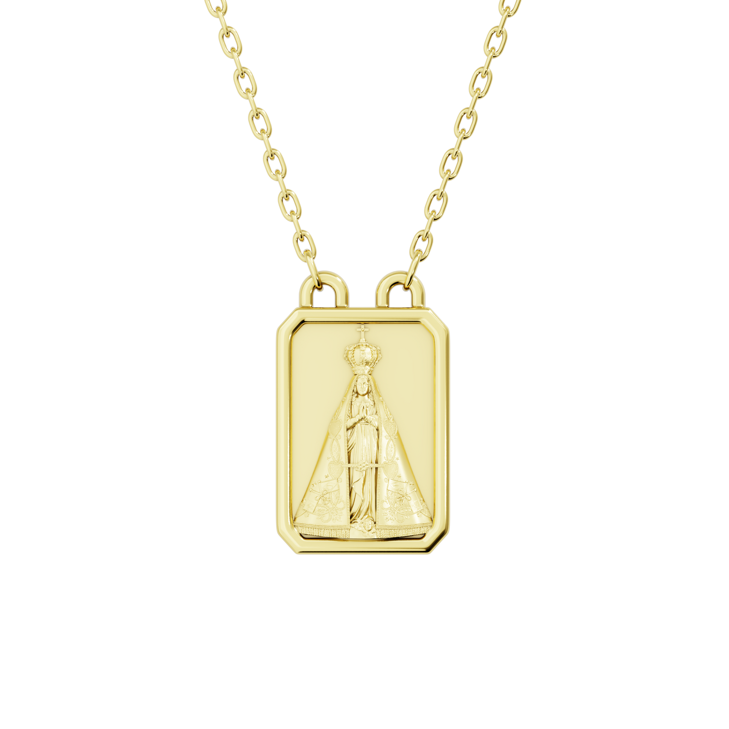 Escapulário Ouro 18K Sagrado Coração de Jesus e Nossa Senhora Aparecida