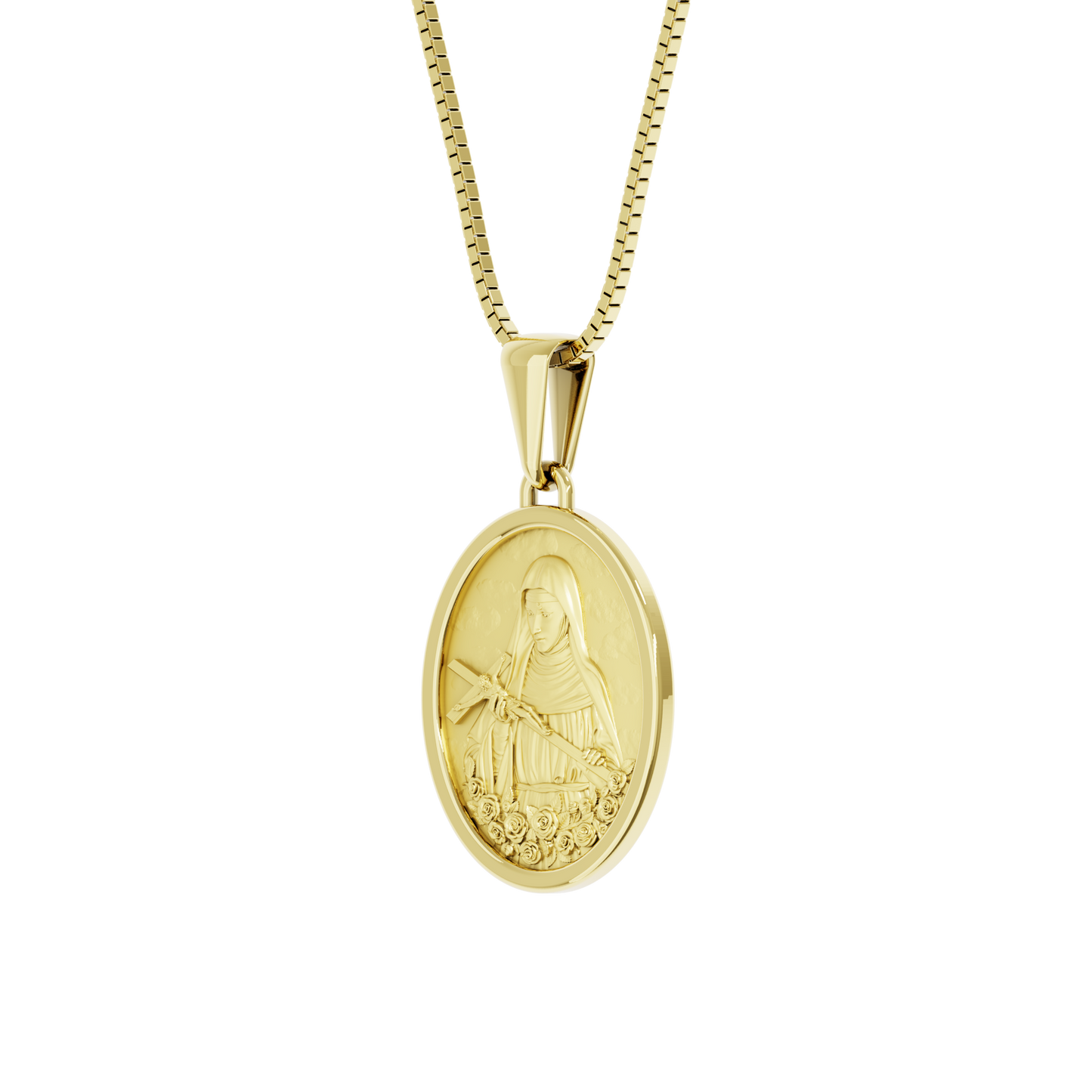 Pingente Medalha em Ouro 18K de Santa Rita de Cássia