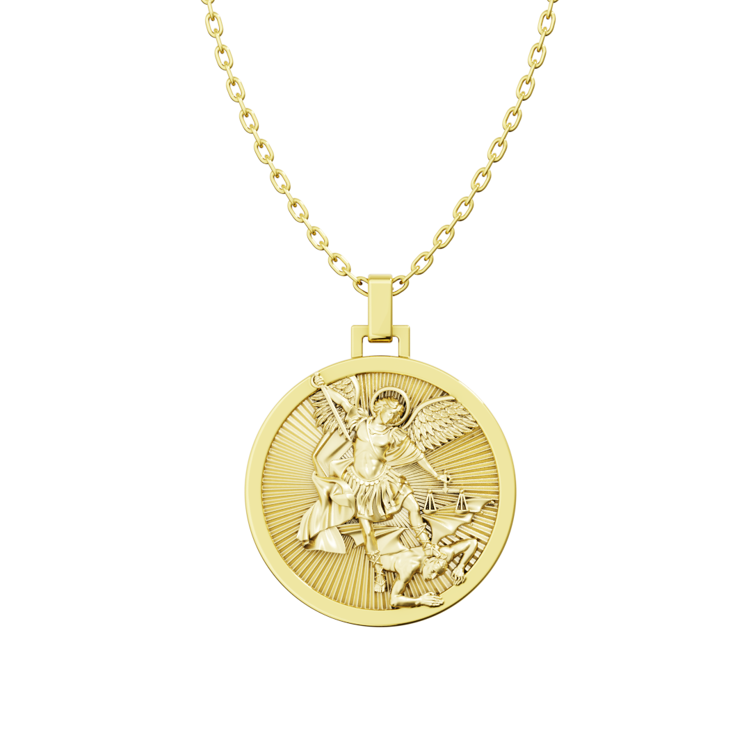 Pingente Medalha Ouro 18K de São Miguel Arcanjo