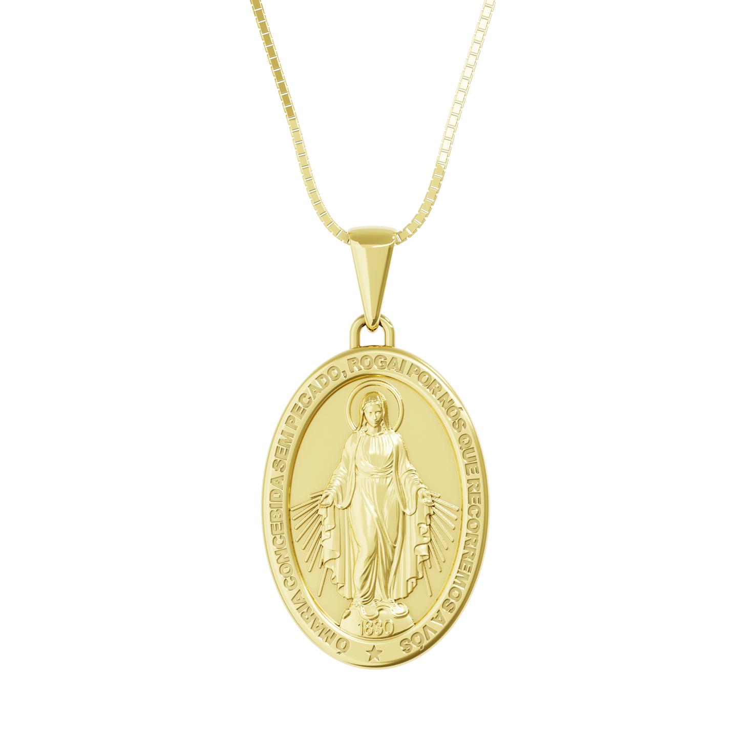 Pingente Medalha de Nossa Senhora das Graça em Ouro 18K