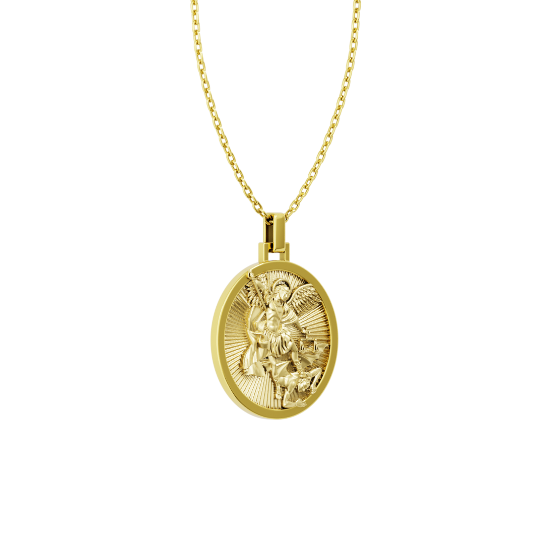Pingente Medalha Ouro 18K de São Miguel Arcanjo