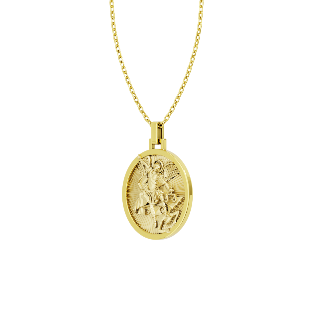 Pingente Medalha Ouro 18K de São Miguel Arcanjo