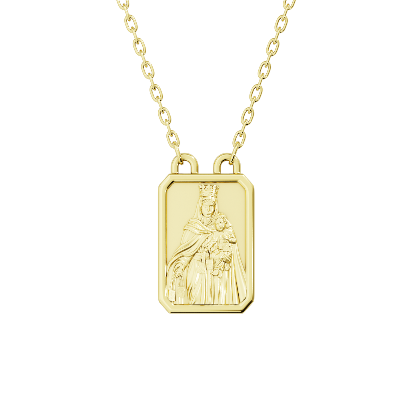 Escapulário Ouro 18K Sagrado Coração de Jesus e Nossa Senhora do Carmo