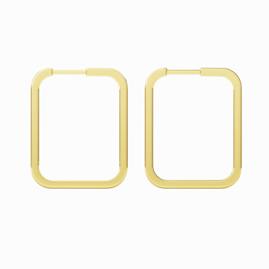 Brinco Fupu retangular em Ouro 18k