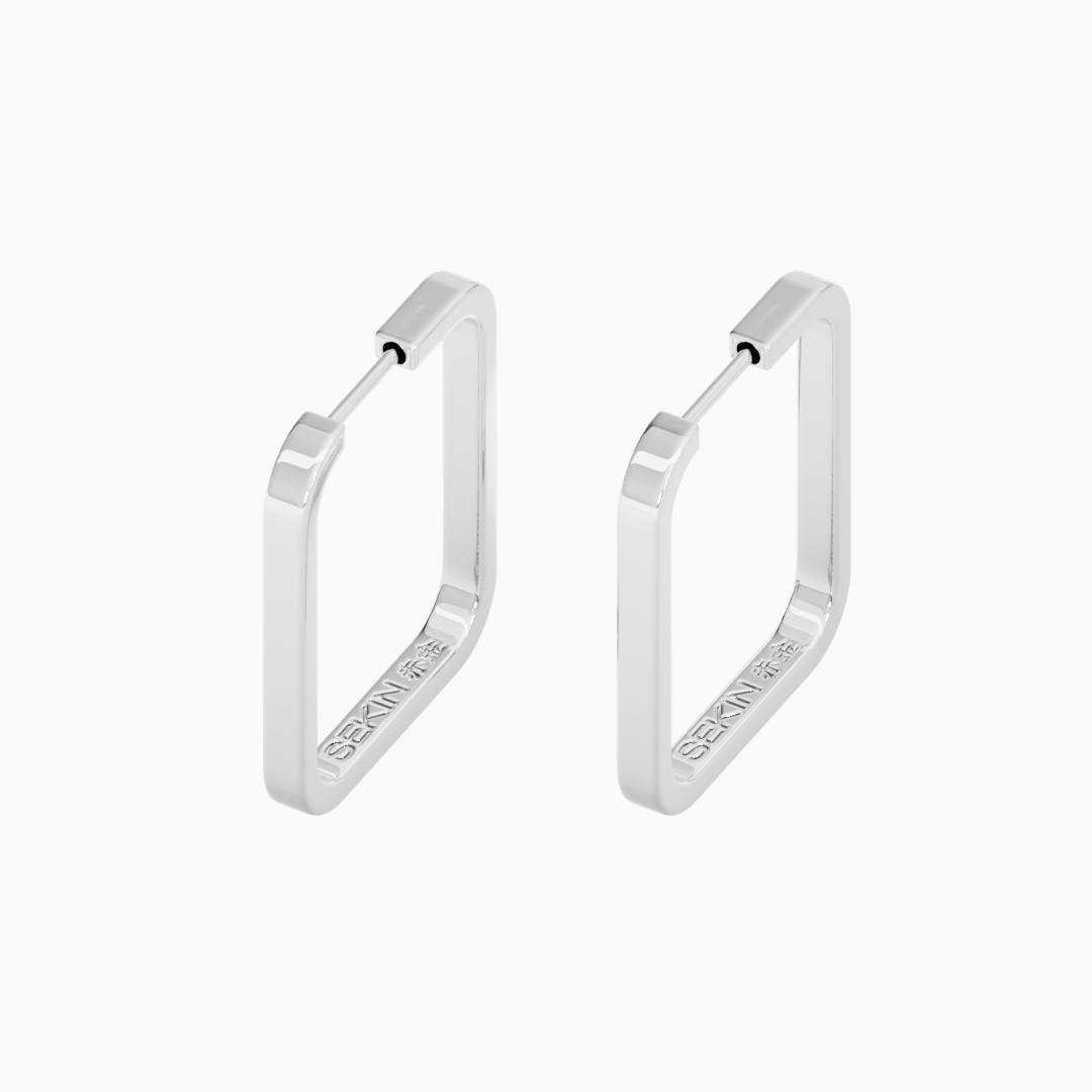 Brinco Fupu retangular em Prata 925