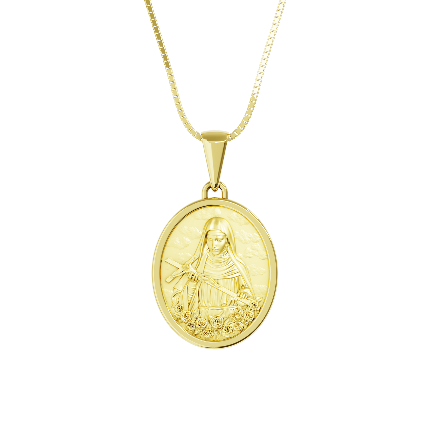 Pingente Medalha em Ouro 18K de Santa Rita de Cássia