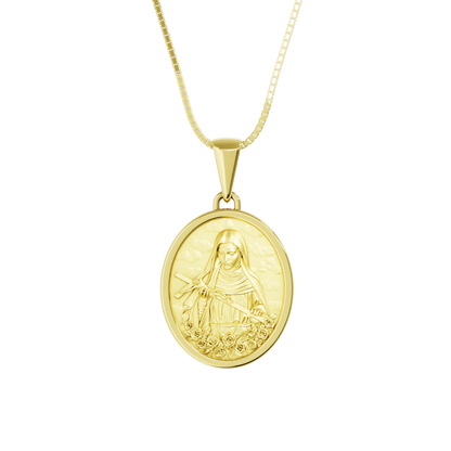 Pingente Medalha em Ouro 18K de Santa Rita de Cássia