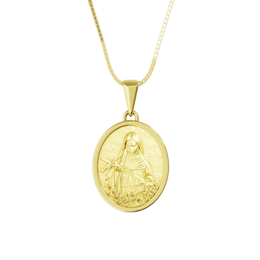 Pingente Medalha em Ouro 18K de Santa Rita de Cássia