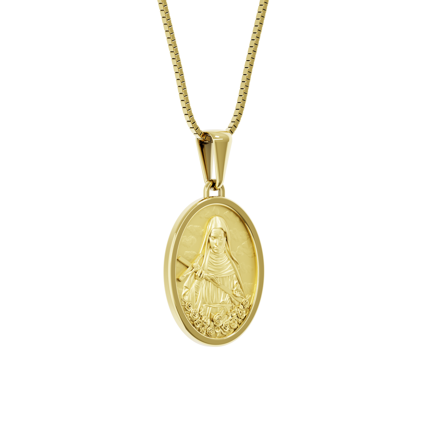 Pingente Medalha em Ouro 18K de Santa Rita de Cássia
