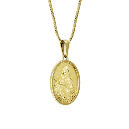 Pingente Medalha em Ouro 18K de Santa Rita de Cássia