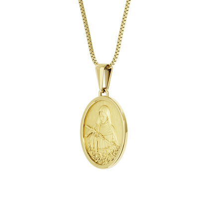 Pingente Medalha em Ouro 18K de Santa Rita de Cássia