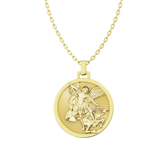 Pingente Medalha Ouro 18K de São Miguel Arcanjo