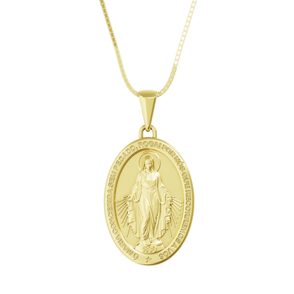 Pingente Medalha de Nossa Senhora das Graça em Ouro 18K