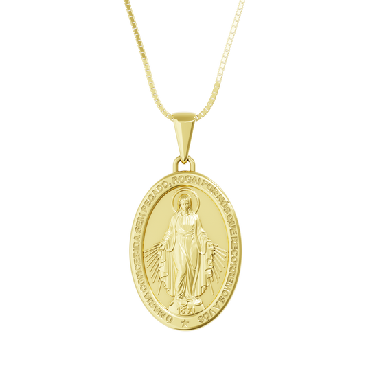 Pingente Medalha de Nossa Senhora das Graça em Ouro 18K