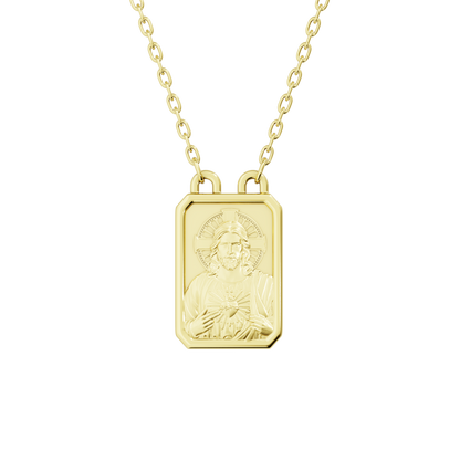 Escapulário Ouro 18K Sagrado Coração de Jesus e Nossa Senhora do Carmo