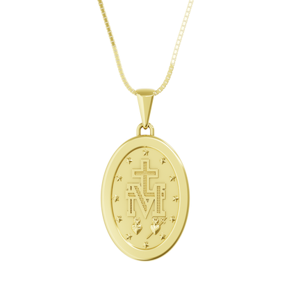 Pingente Medalha de Nossa Senhora das Graça em Ouro 18K