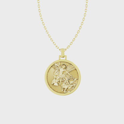 Pingente Medalha Ouro 18K de São Miguel Arcanjo