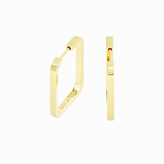 Brinco Fupu retangular em Ouro 18k